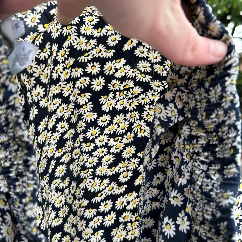SOLD Vintage 90s Style Neiman Marcus Floral Wide Leg Silk Pants Boho Flowy Daisy - Picture 8 of 8